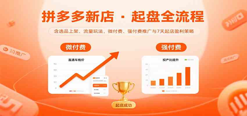 拼多多新店起盘全流程，含选品上架、流量玩法，微付费、强付费推广与7天起店盈利策略-啾啾源码网