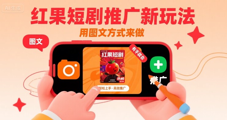 红果短剧推广新玩法，用图文方式来做，有手就会-啾啾源码网