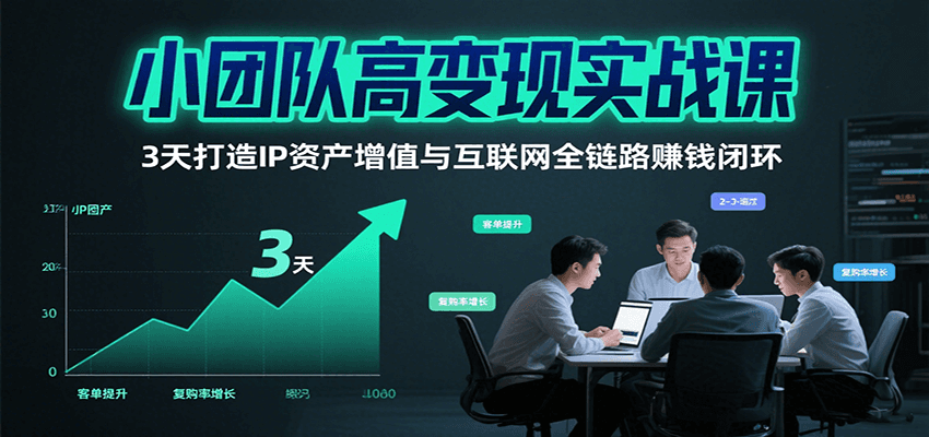 小团队高变现实战课，3天打造IP资产增值与互联网全链路赚钱闭环（第二期）-啾啾源码网