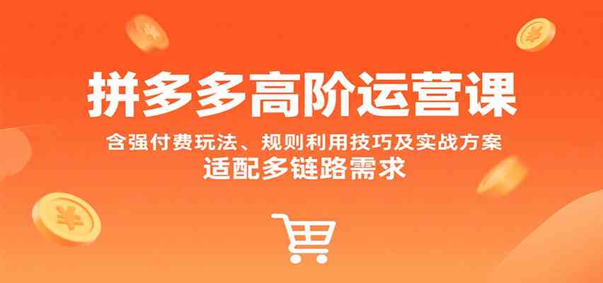 拼多多高阶运营课，含强付费玩法、规则利用技巧及实战方案，适配多链路需求-啾啾源码网