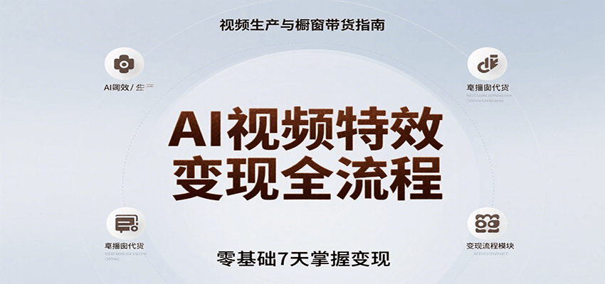 AI视频特效变现全流程，零基础7天掌握视频生产到橱窗带货变现-啾啾源码网