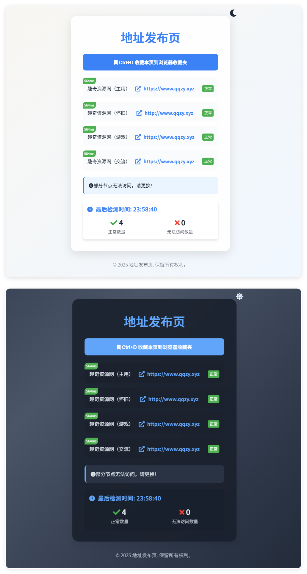 全新UI自适应网址发布页源码-啾啾源码网