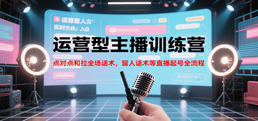 运营型主播训练营，点对点和拉全场话术，留人话术等直播起号全流程（更新8月）-啾啾源码网